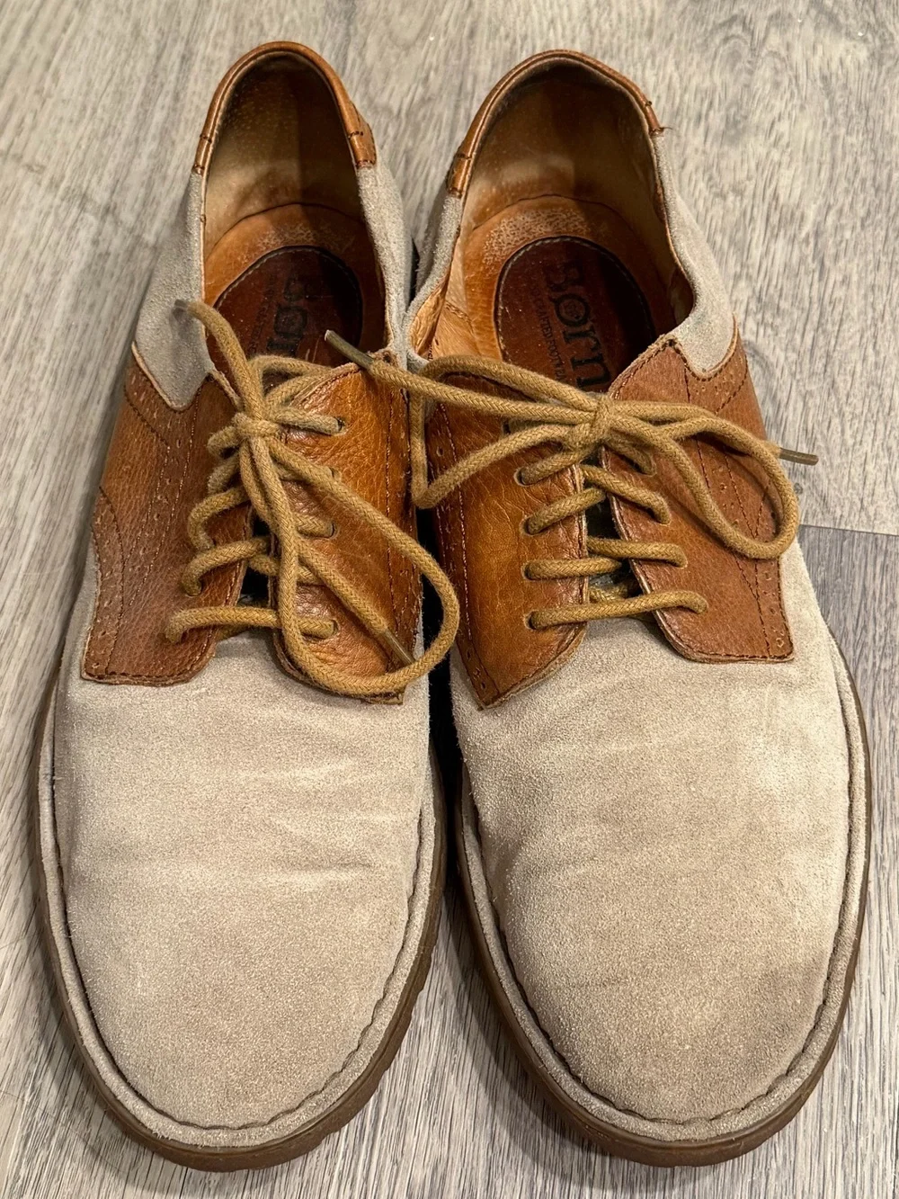Born Men’s 10 EU 44 Tan Suede Leather Oxford Derby Lace Up Shoes Brown